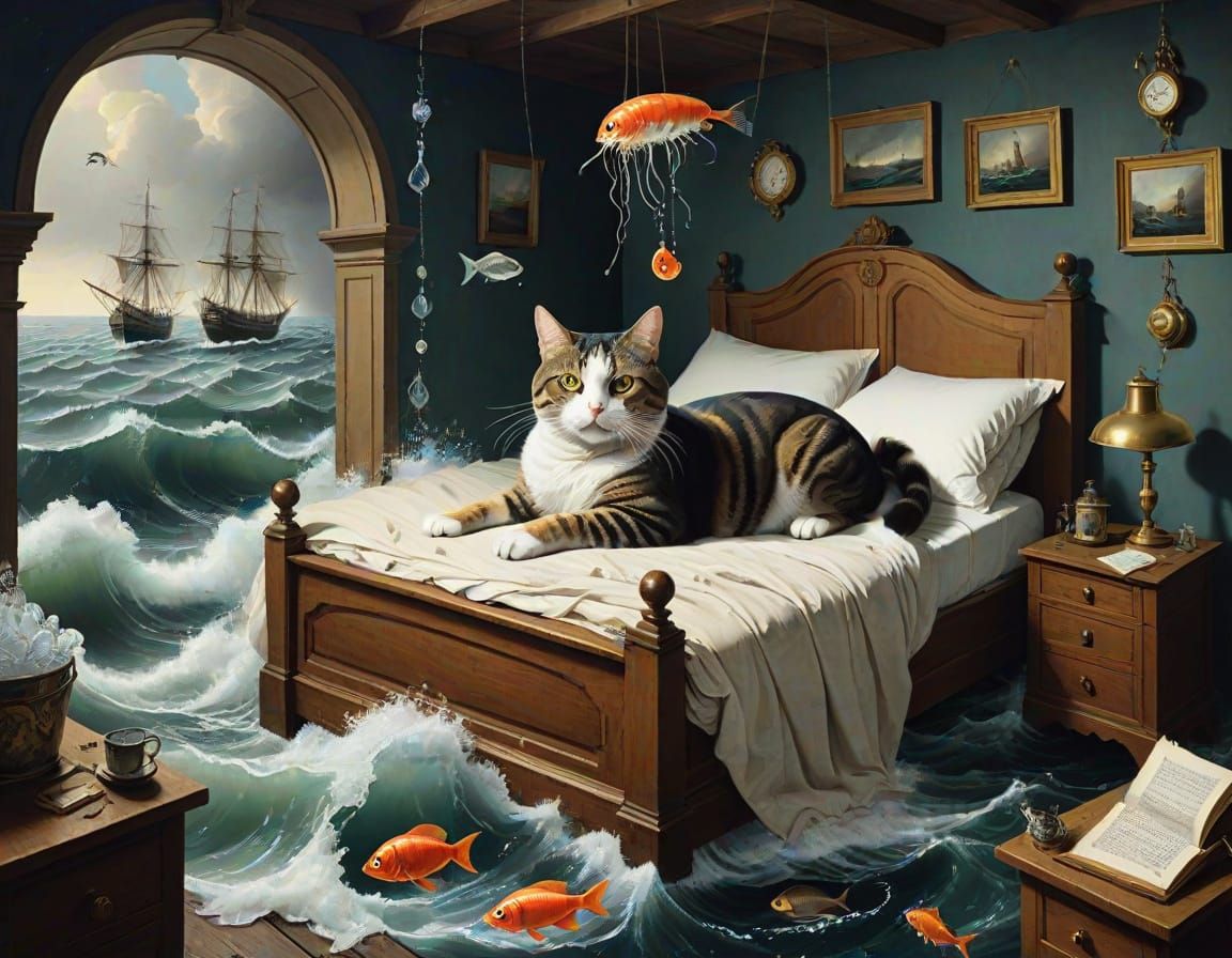 Surreal Captain Cat Dives into the Depths of the Ocean