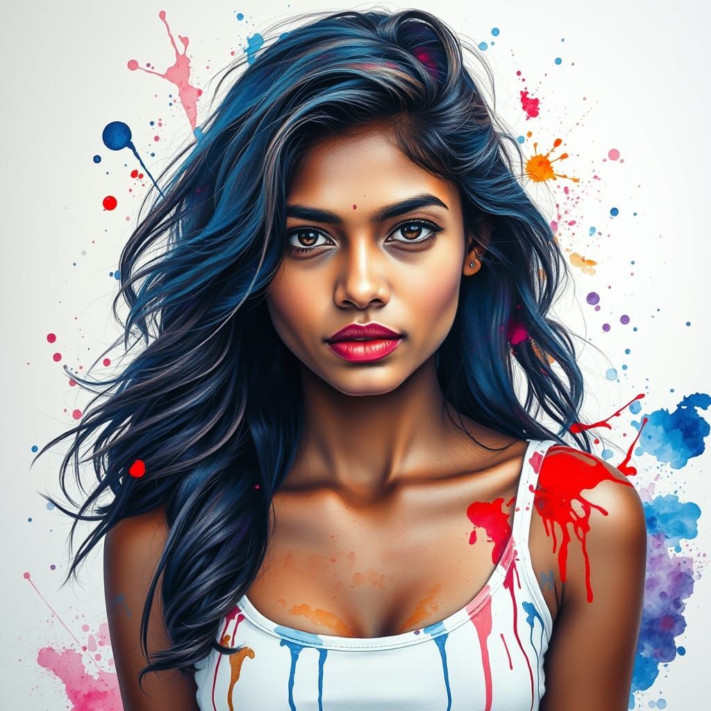 Expressive Portrait of a Young Sri Lankan Hindu Woman in Vib...