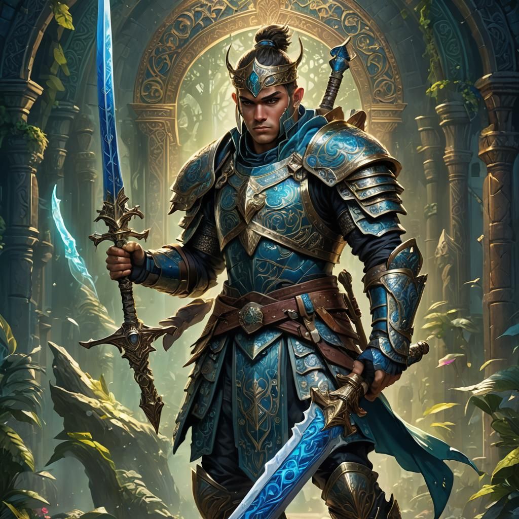 Fantasy Warrior in Ornate Armor: Digital Art