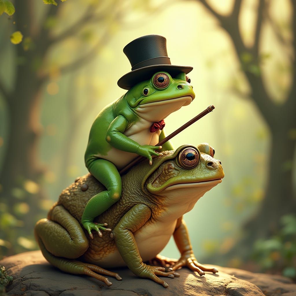 Frog and Toad Adventurers in Bowler Hats