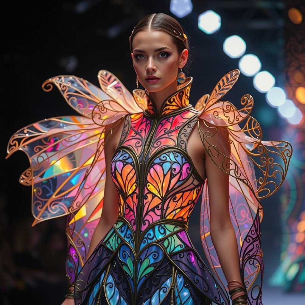 Enchanted Filigree Gown Shines with Vibrant Rainbow Stained ...