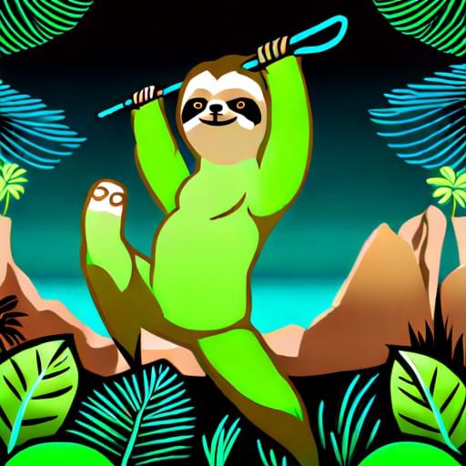 Neon Green Radioactive Sloth in Native Habitat