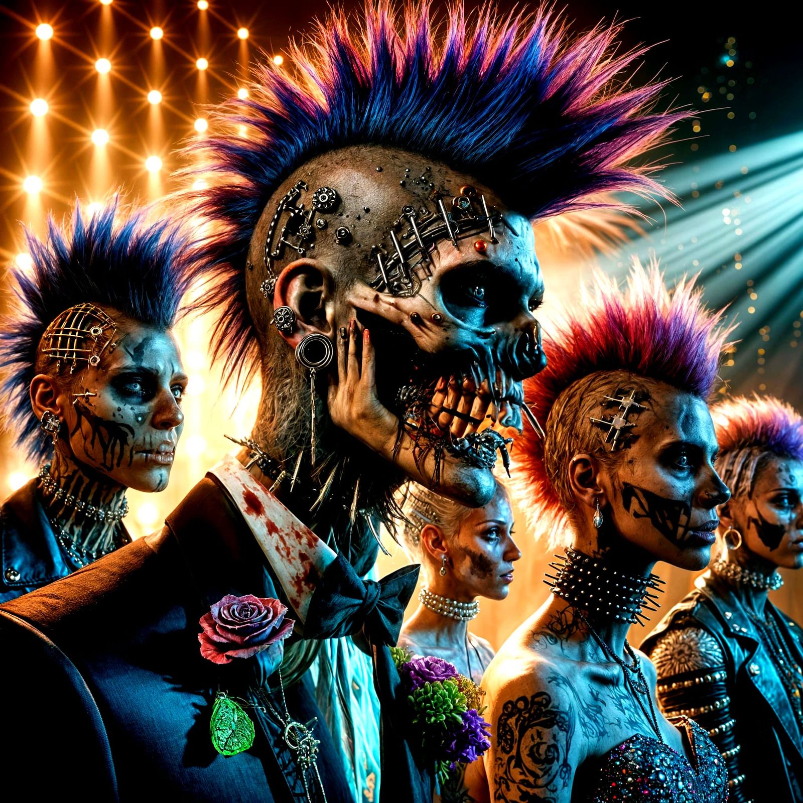 Goth Zombie Prom Scene with Barbed Wire Crown