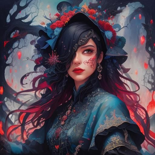 Enchanting Woman with Alluring Gaze and Lips