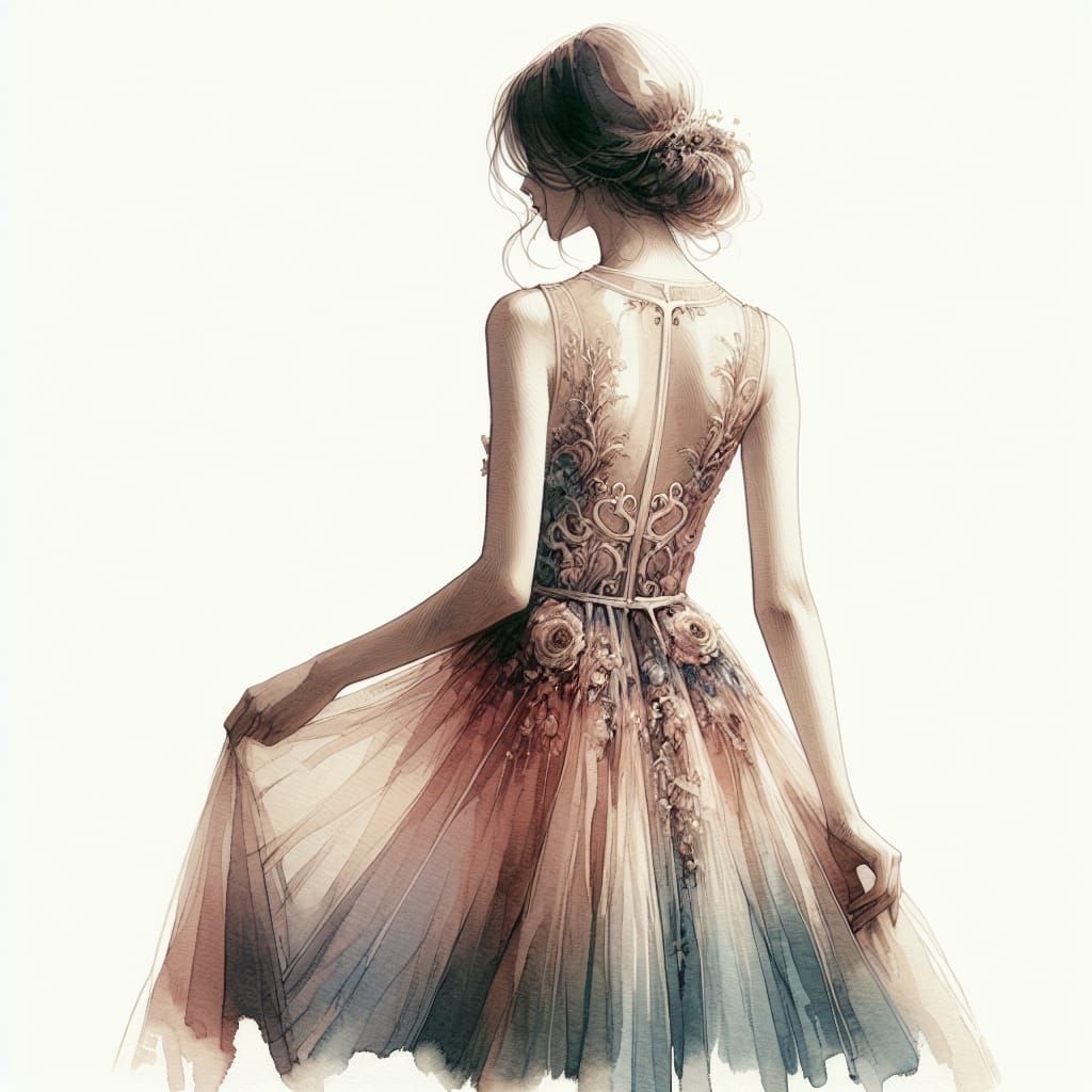 Elegant Woman in Flowing Dress: Romantic Transcendentalism