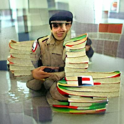 Iraqi Student with Book Illustration