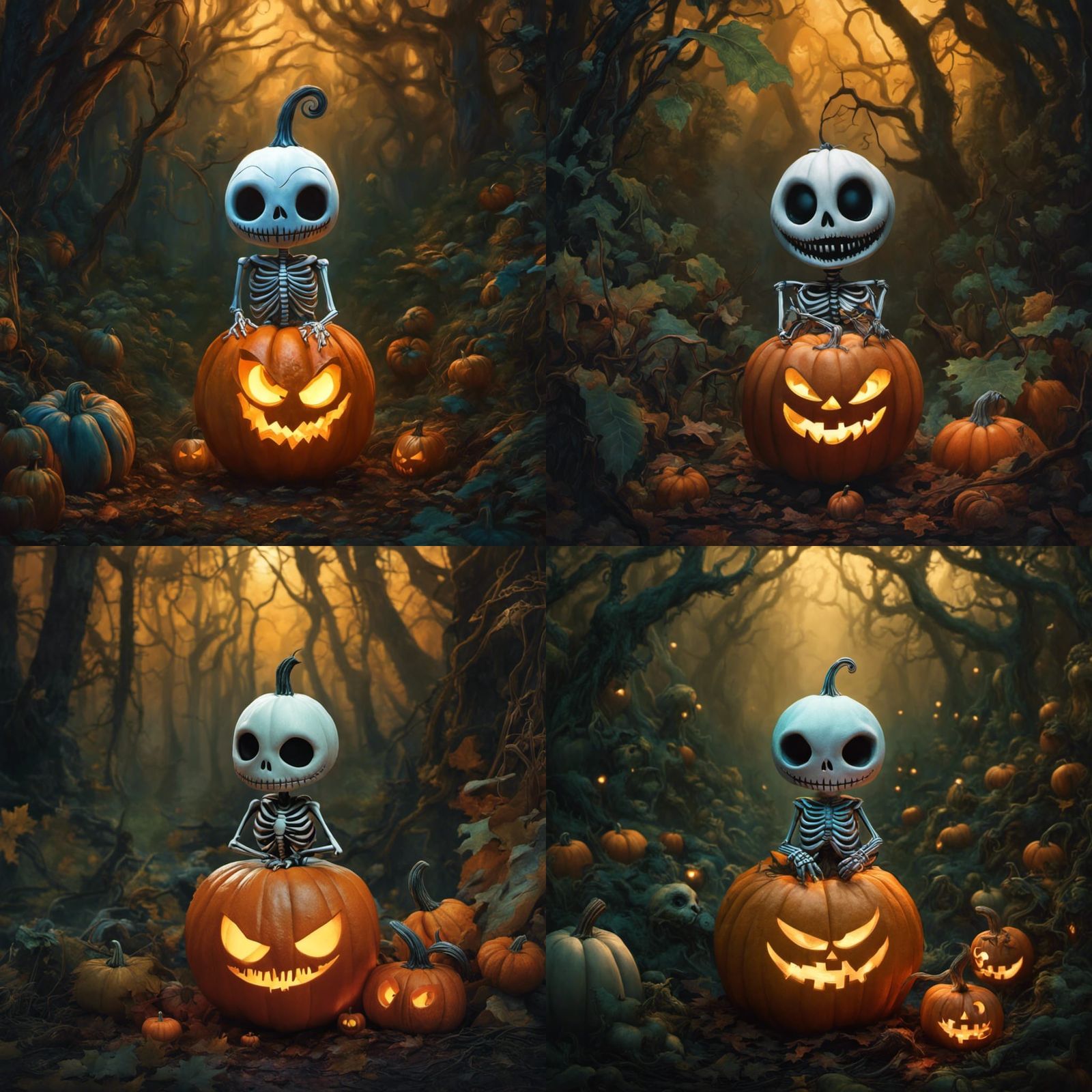 Baby Pumpkin King Jack Skeleton: Hyperrealistic Bioluminesce...