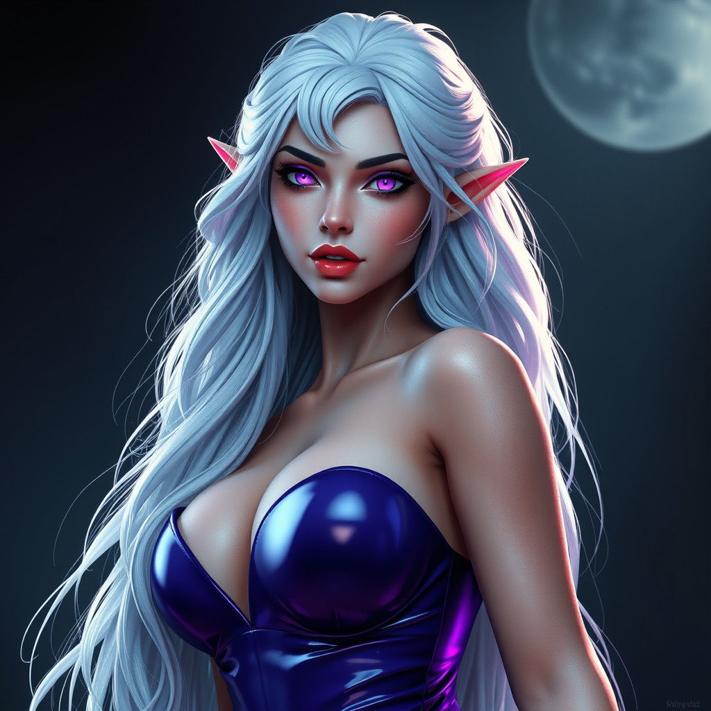 Elvish Woman in PVC Dress, Fantasy Art