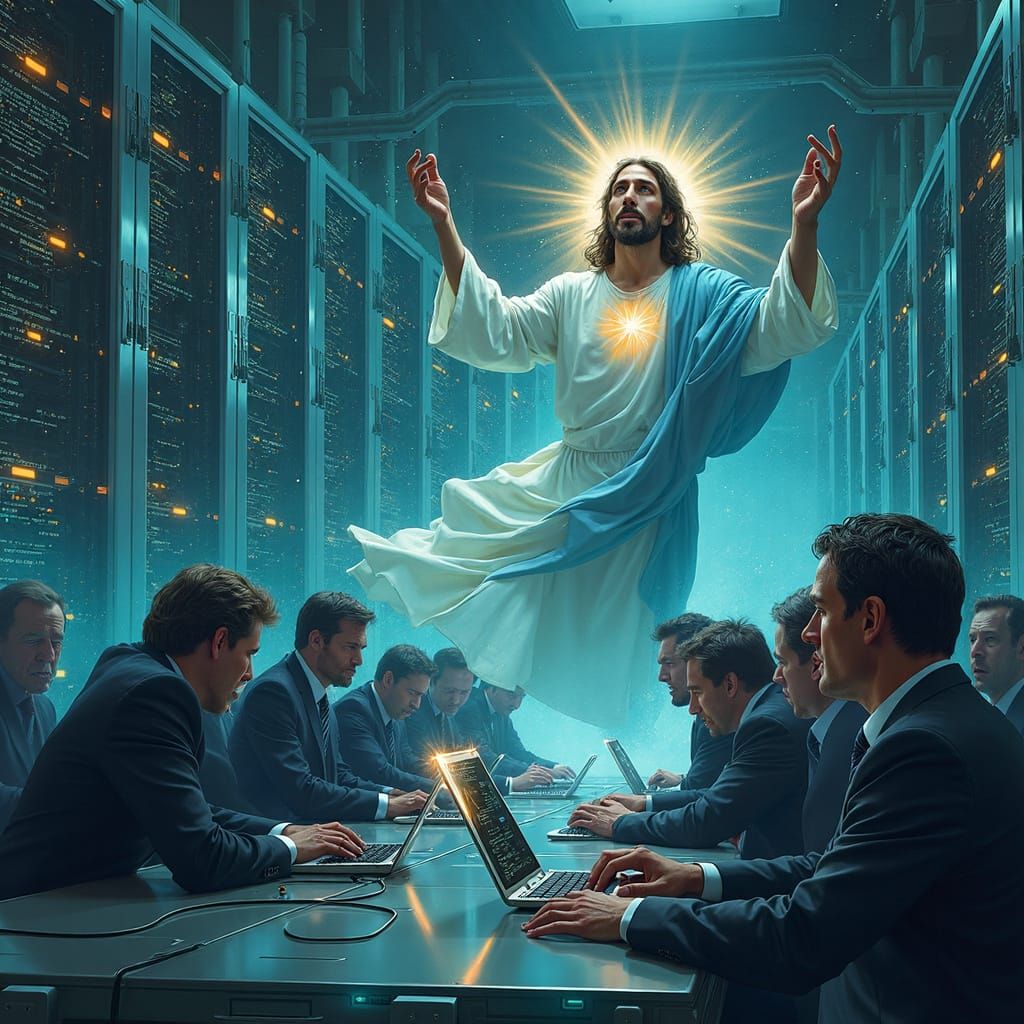 Cyberpunk Jesus Exposes Corporate Corruption