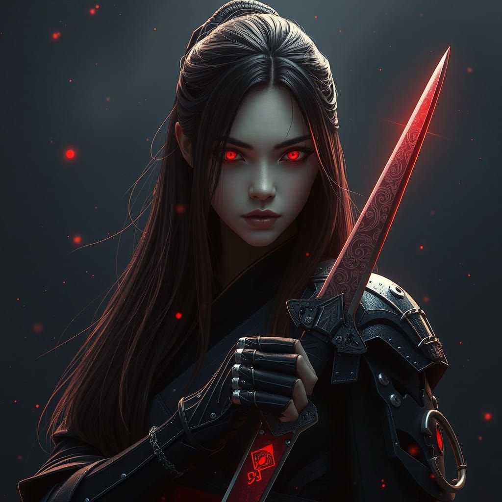 Cyberpunk Samaurai Woman in Realistic Fantasy Art