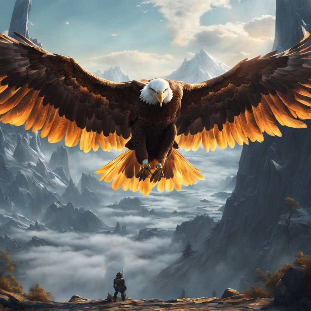 Eagle Soaring Above the Clouds in Majestic Glory