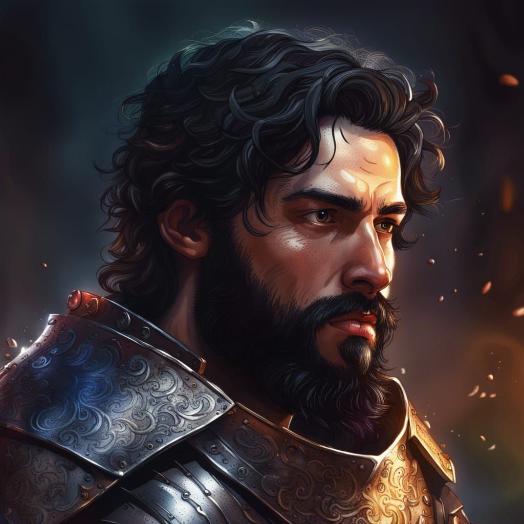 Armored Knight: Hyperrealistic Splash Art Portrait