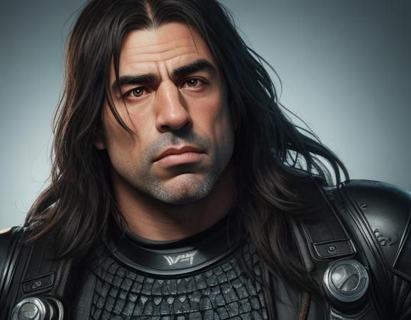 (Joe Rogan) with long hair