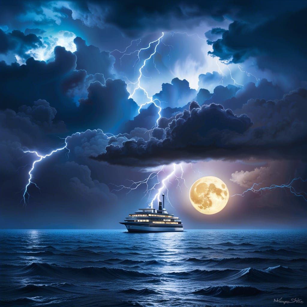 Puget Sound Lightning Storm in Hyperrealistic Style