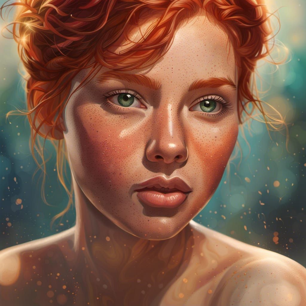 Hyperrealistic Portrait of a Red-Haired Woman