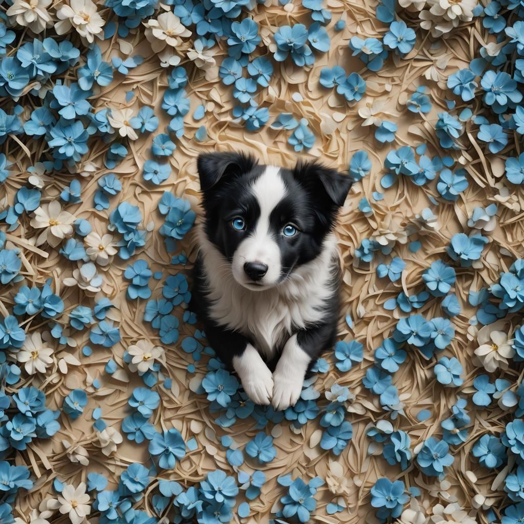 Adorable Border Collie Puppy with Blue Eyes