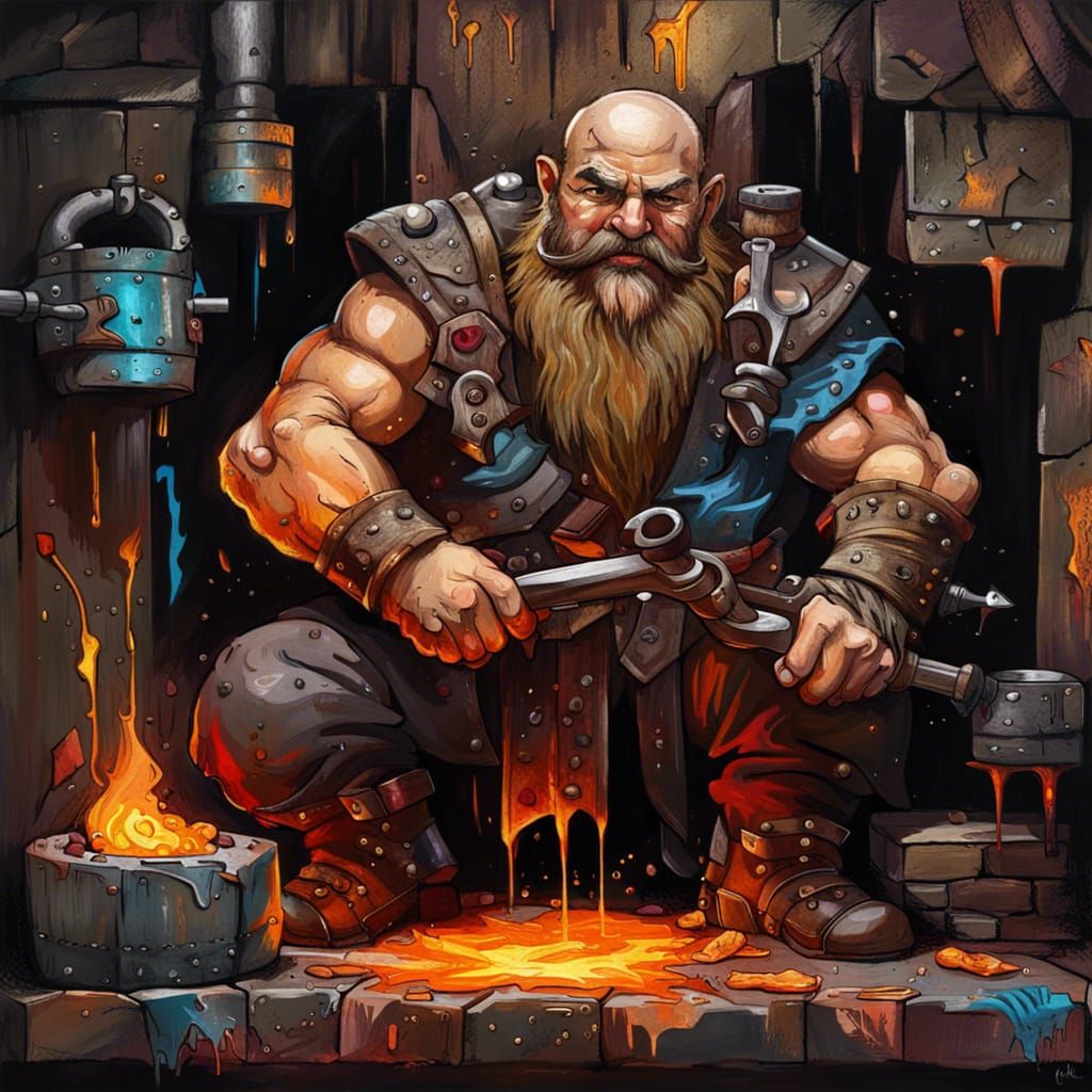 Dwarven Blacksmith in Graffiti Splash Art