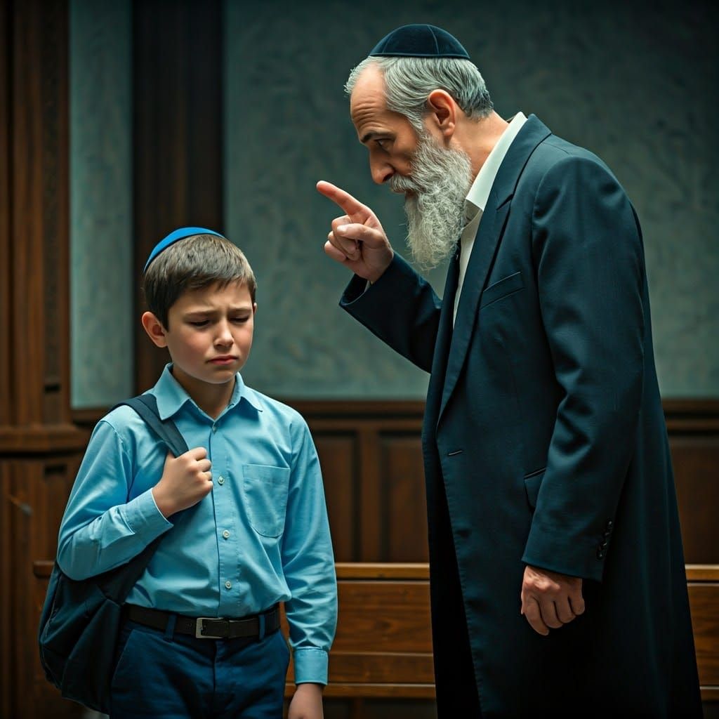 Stern Teacher Scolds Boy: A Cinematic Scene
