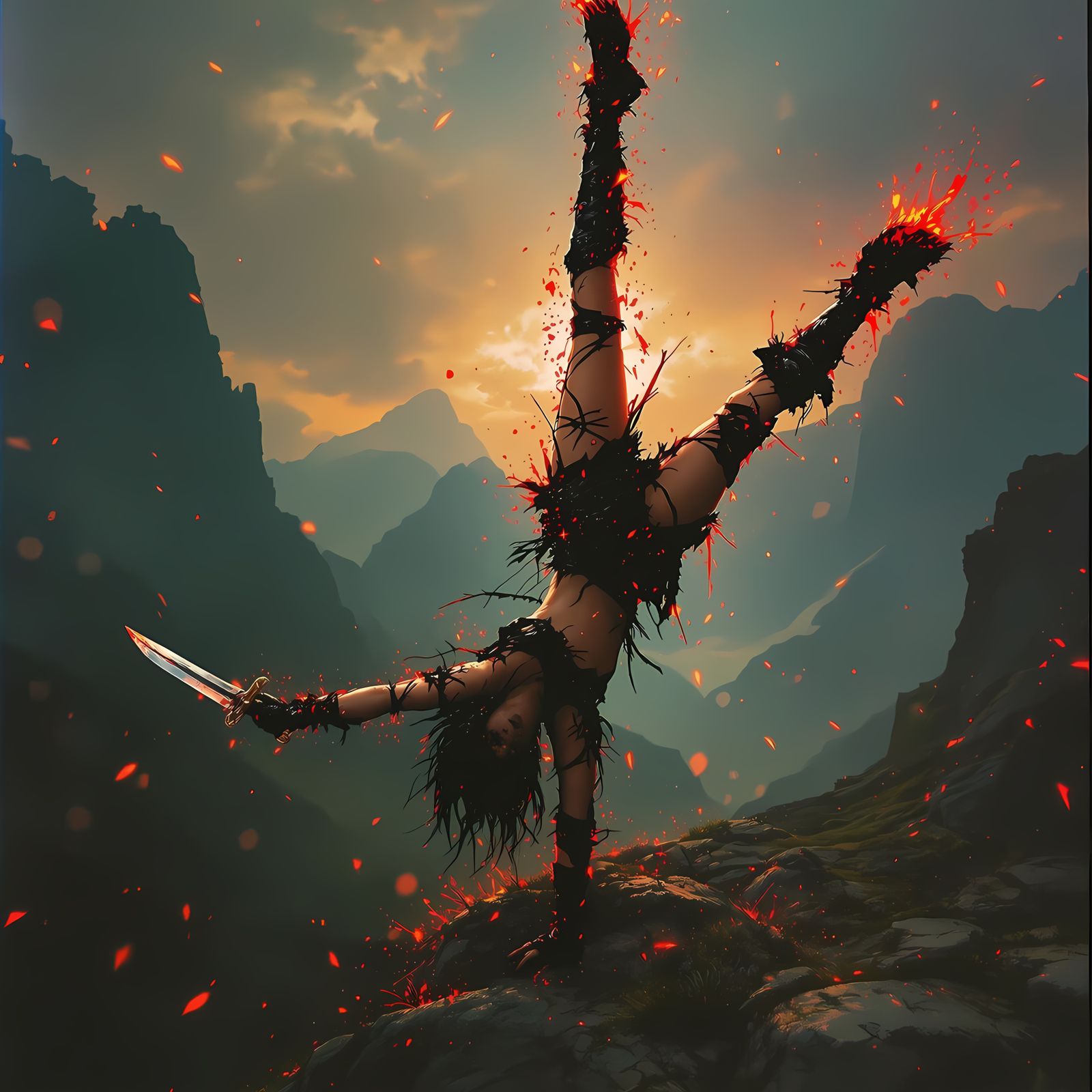 Fierce Latina Rogue in Hypermaximalist Noir Painting