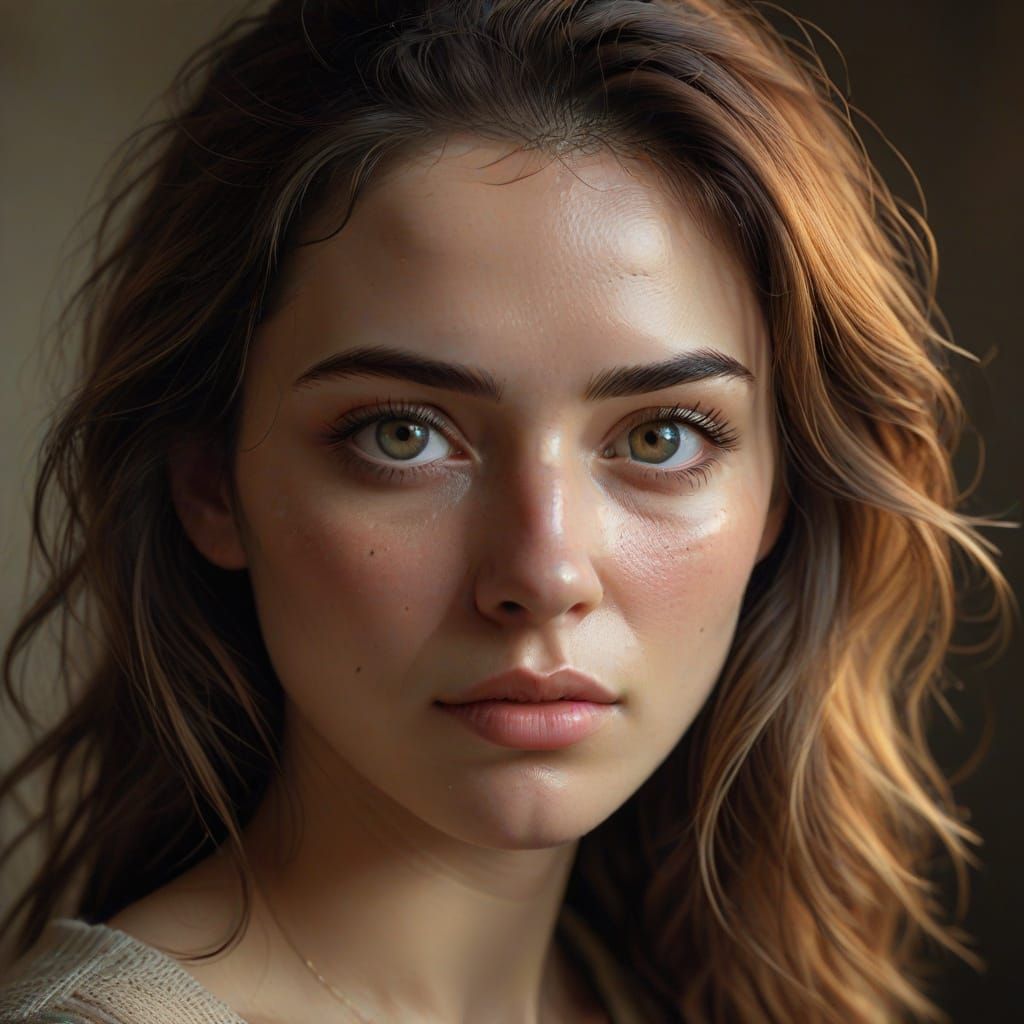 Young Woman's Heartbreaking Sorrow in Hyper-Realistic Portra...