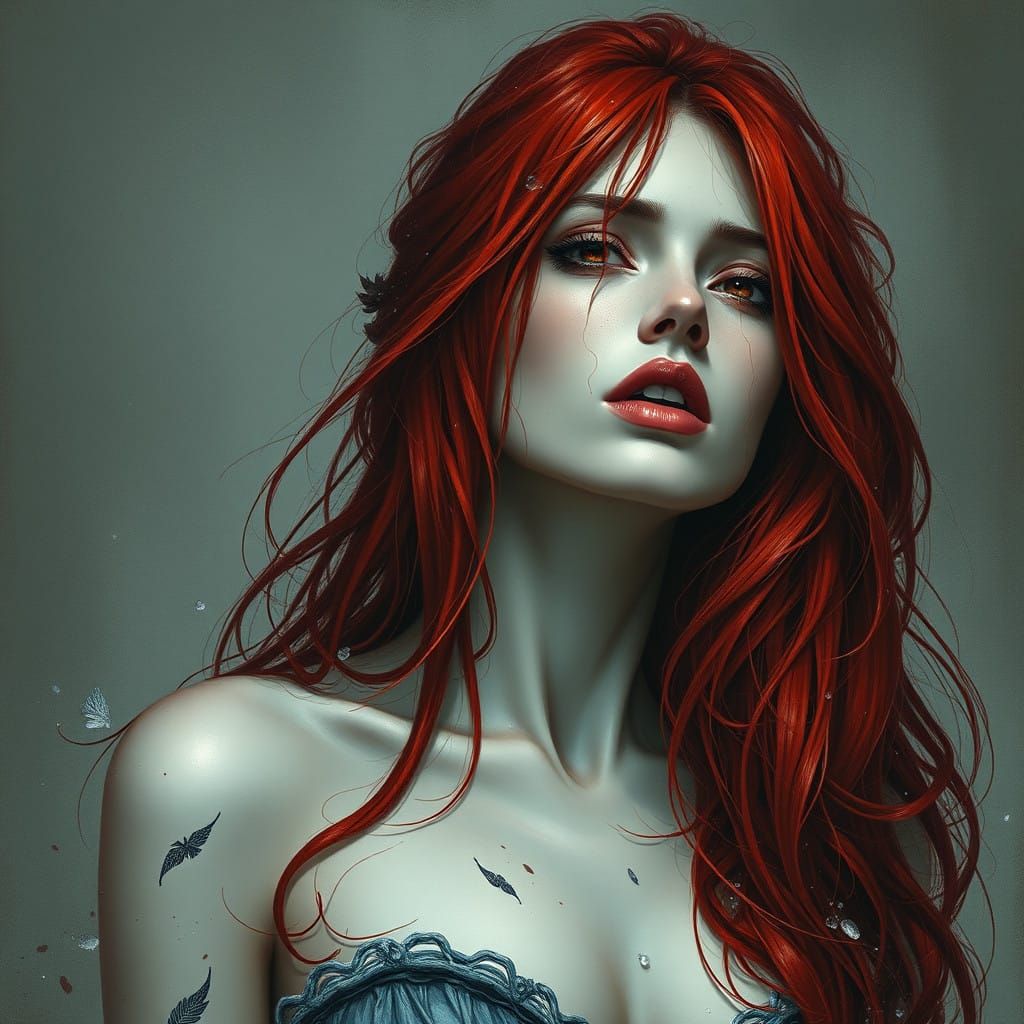 Sorrowful Beauty in Ruby Red