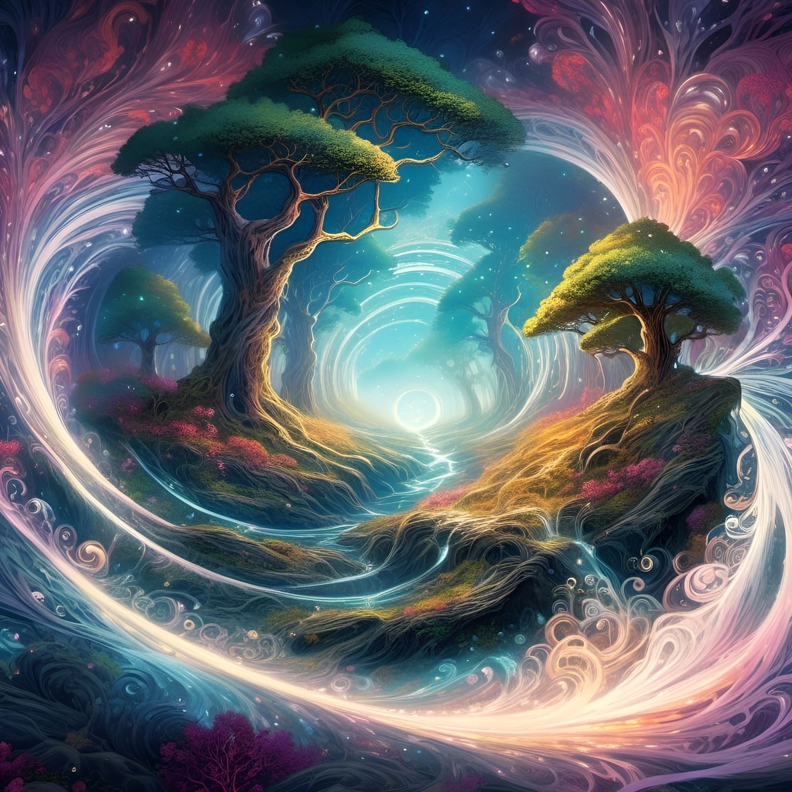 Mystical Forest Book in Watercolor Style