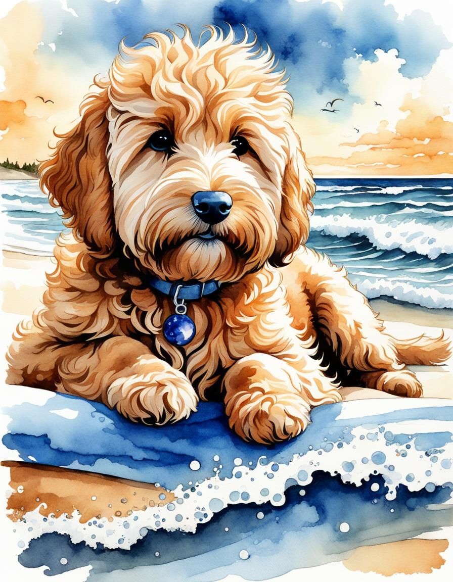 Goldendoodle Chillin' at the Beach