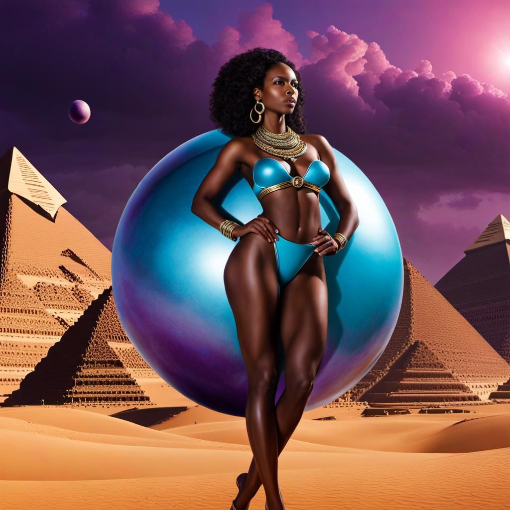 African Woman's Body with Spheres and Pyramids