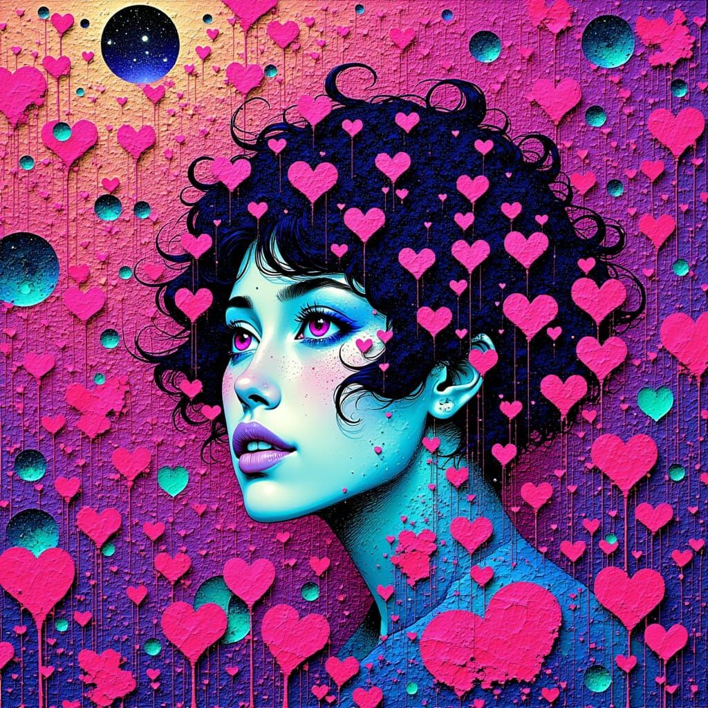 Infinite Hearts in Vibrant Optical Illusion