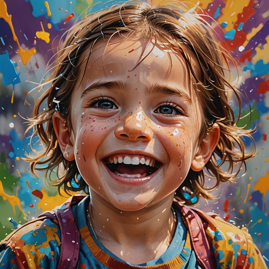Hyperrealistic Child Portrait: Happiness Despite Hardship