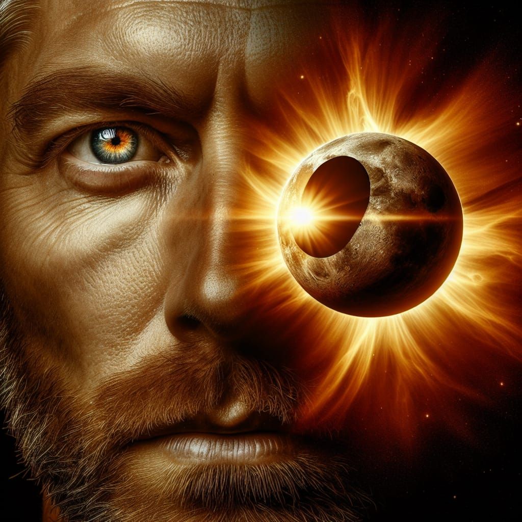 Solar Eclipse Illuminates Man's Intense Portrait