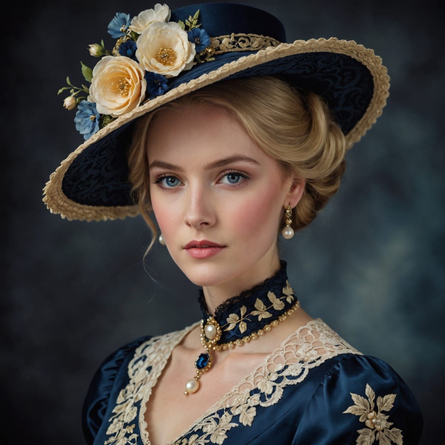 Elegant Victorian Beauty in Regal Attire
