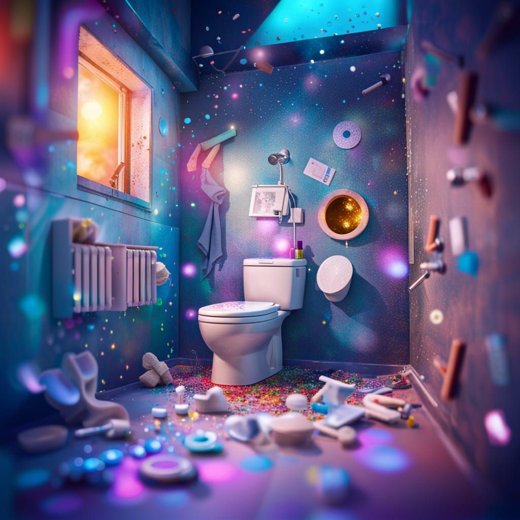 Bathroom Playhouse in Holographic Astral Cosmic Style