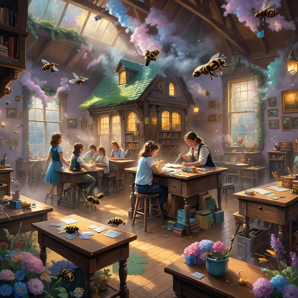 Candy Bee Eruption in a Schoolhouse