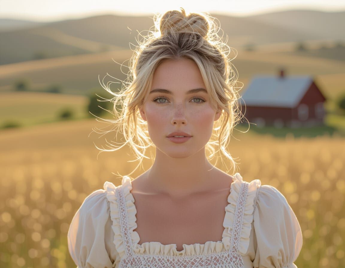 Sunlit Woman in Field of Hope