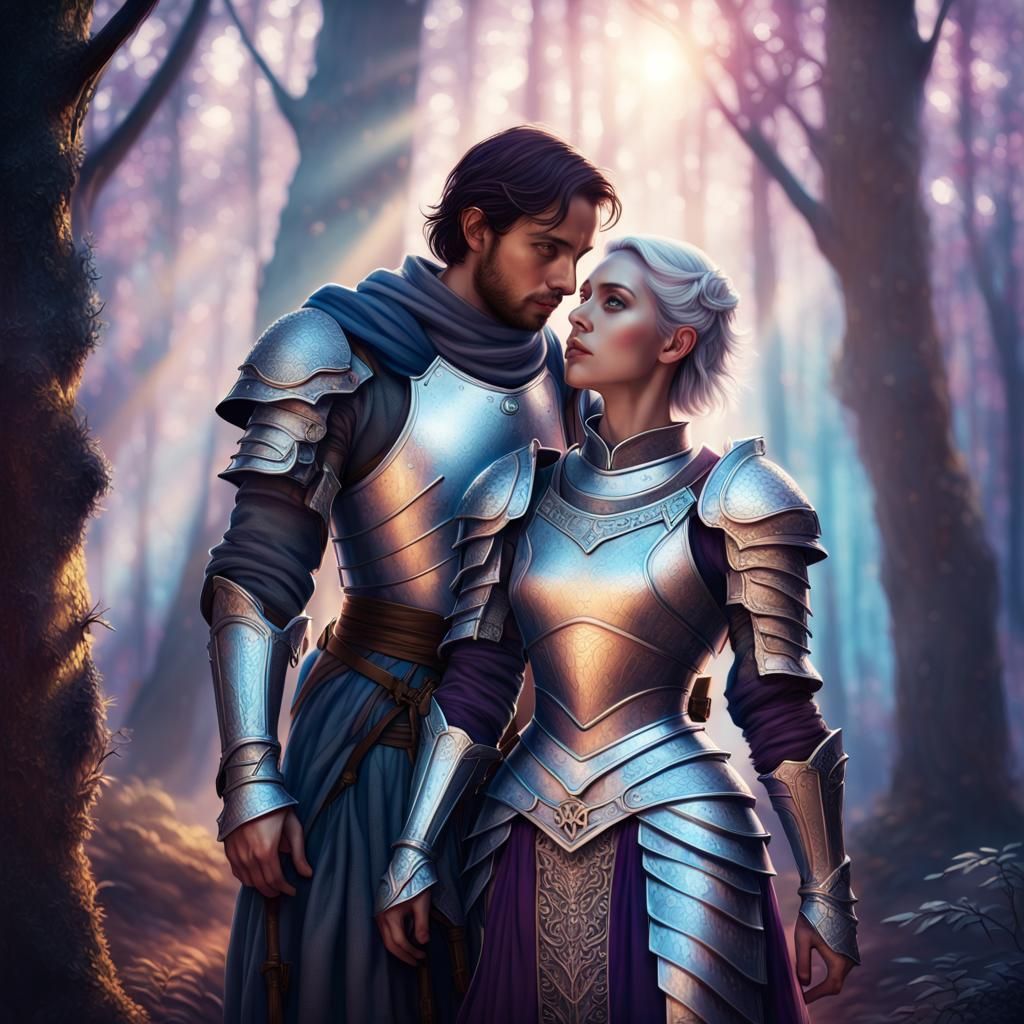 Ethereal Elves in Mystical Forest, Fantasy Art