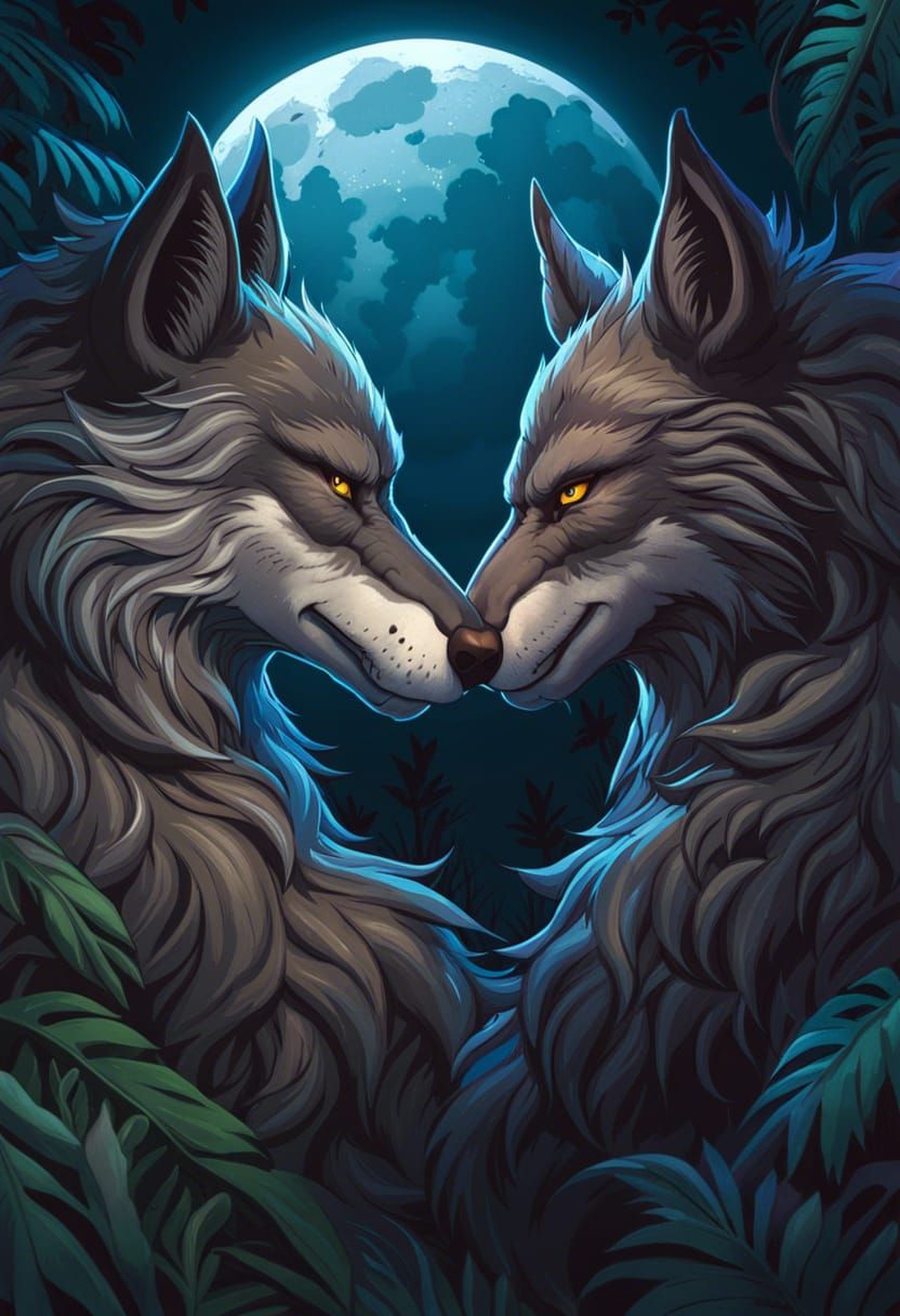 Werewolves hugging