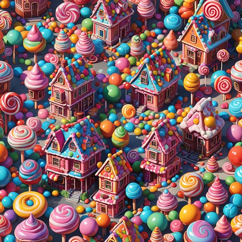Whimsical Candy House in Candyland Art Style