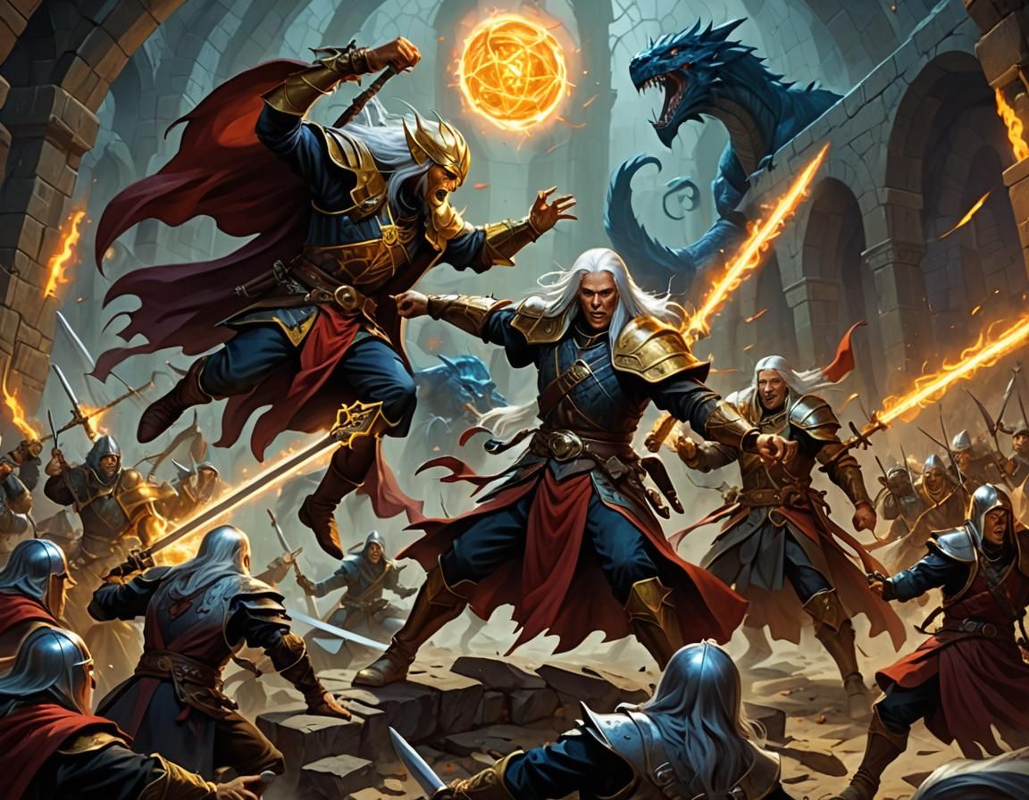 Fantasy Battle Scene: Raistlin vs Khisanth