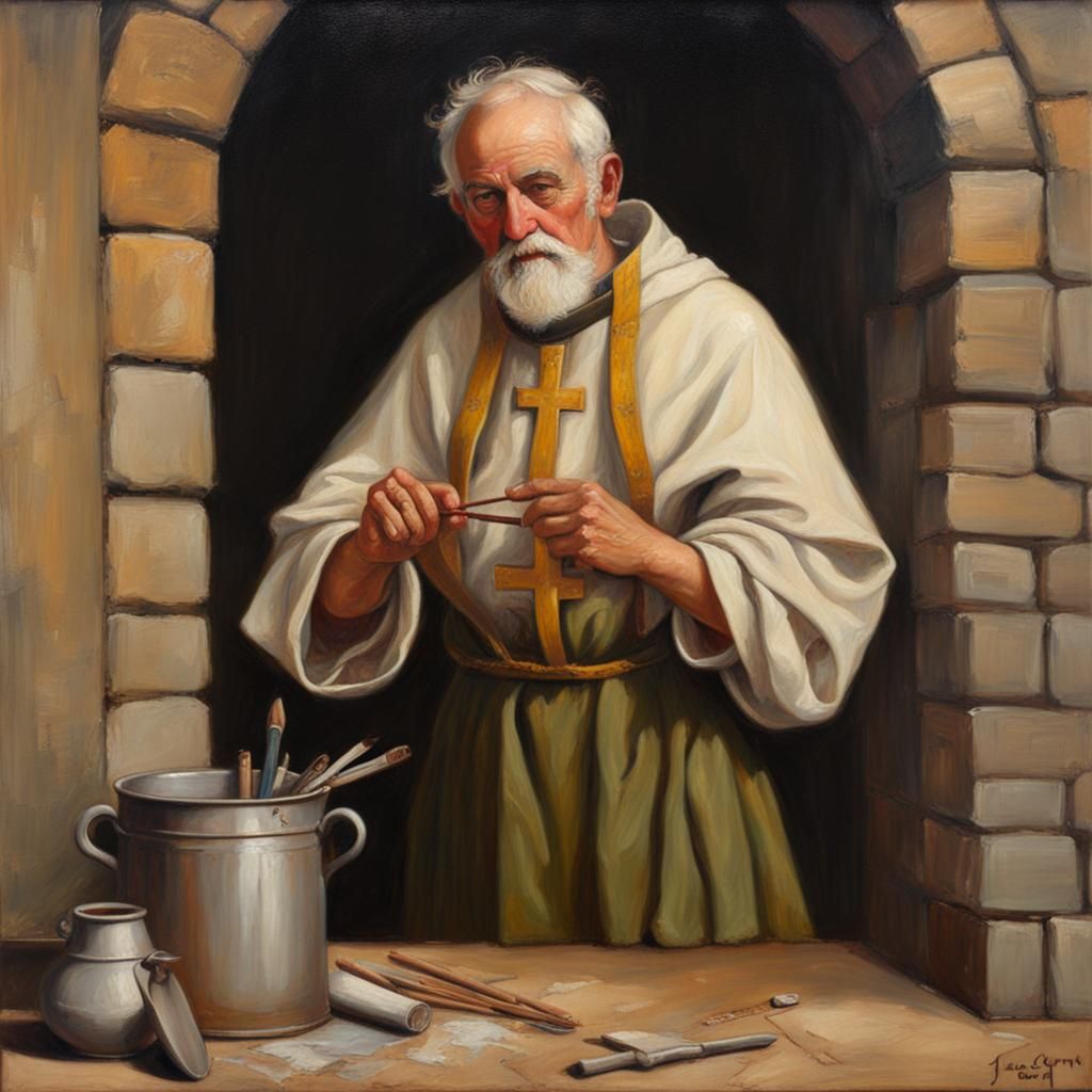 St. Crispin, Shoemakers' Patron Saint, in Oil Paint