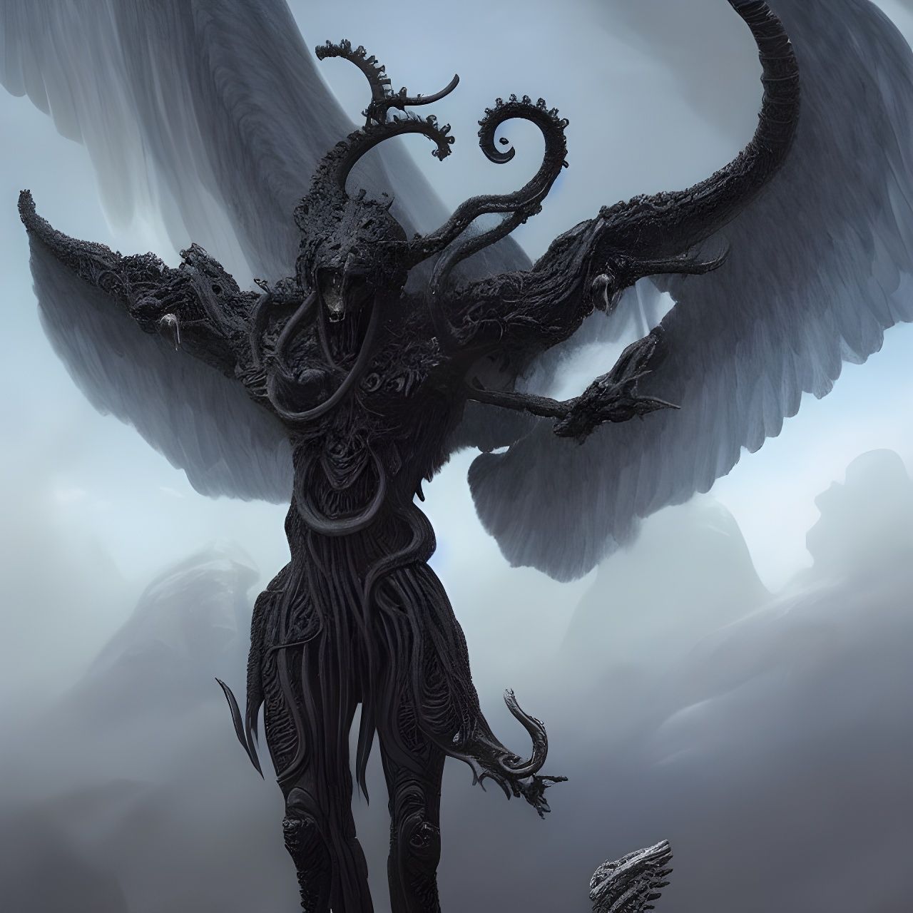 Eldritch God: A Digital Painting in Hyperrealism Style