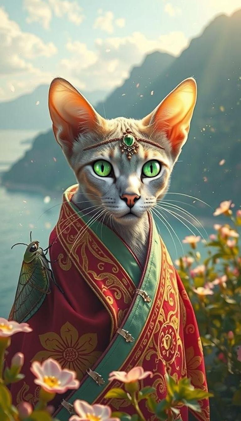 Oriental Cat with Emeralds, Fine Art Photography