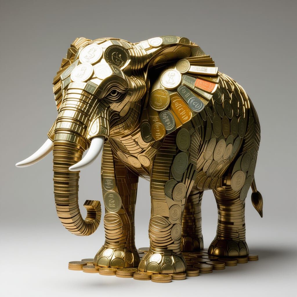 Intricate Coin Elephant Sculpture
