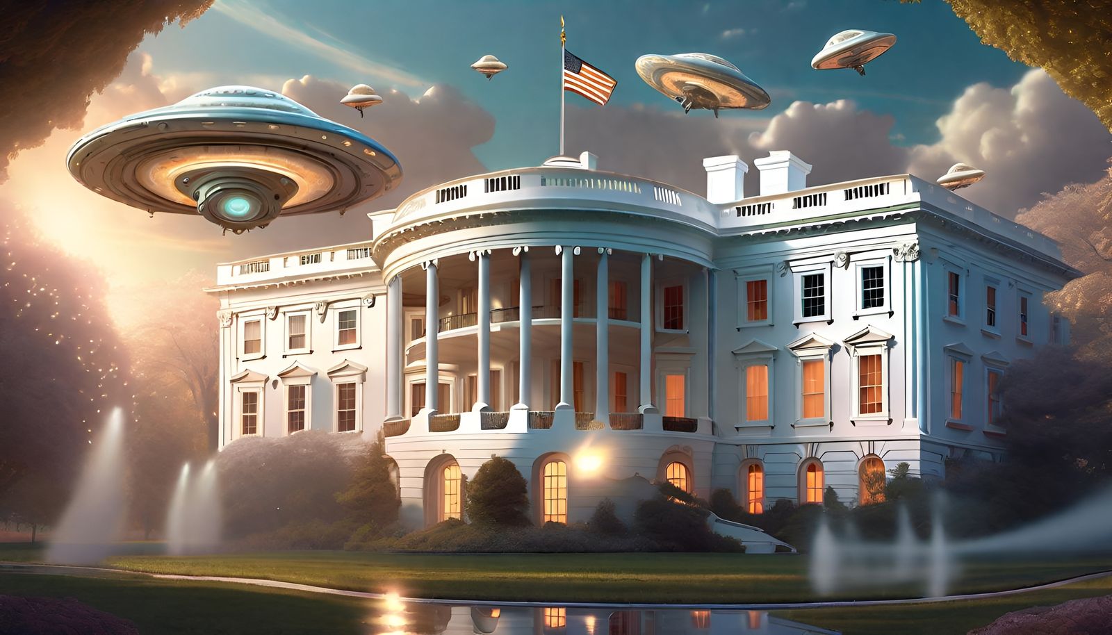 Surreal Alien Spaceship Over White House