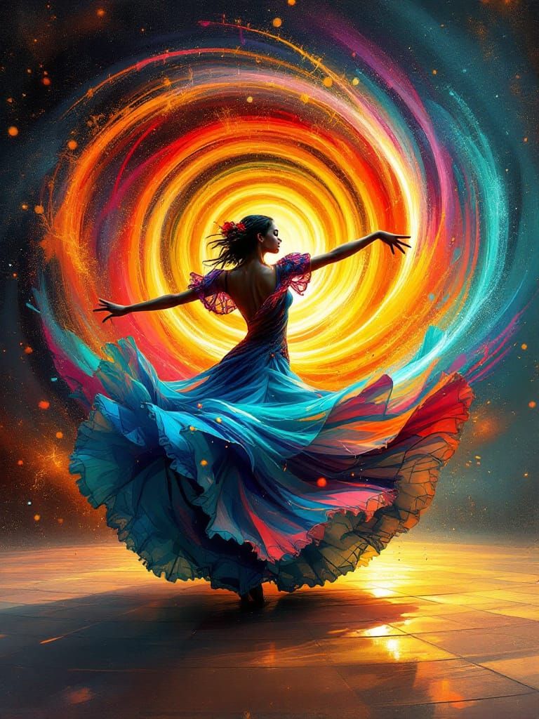 Flamenco Dancer in Vortex: Pop Art Screen Print