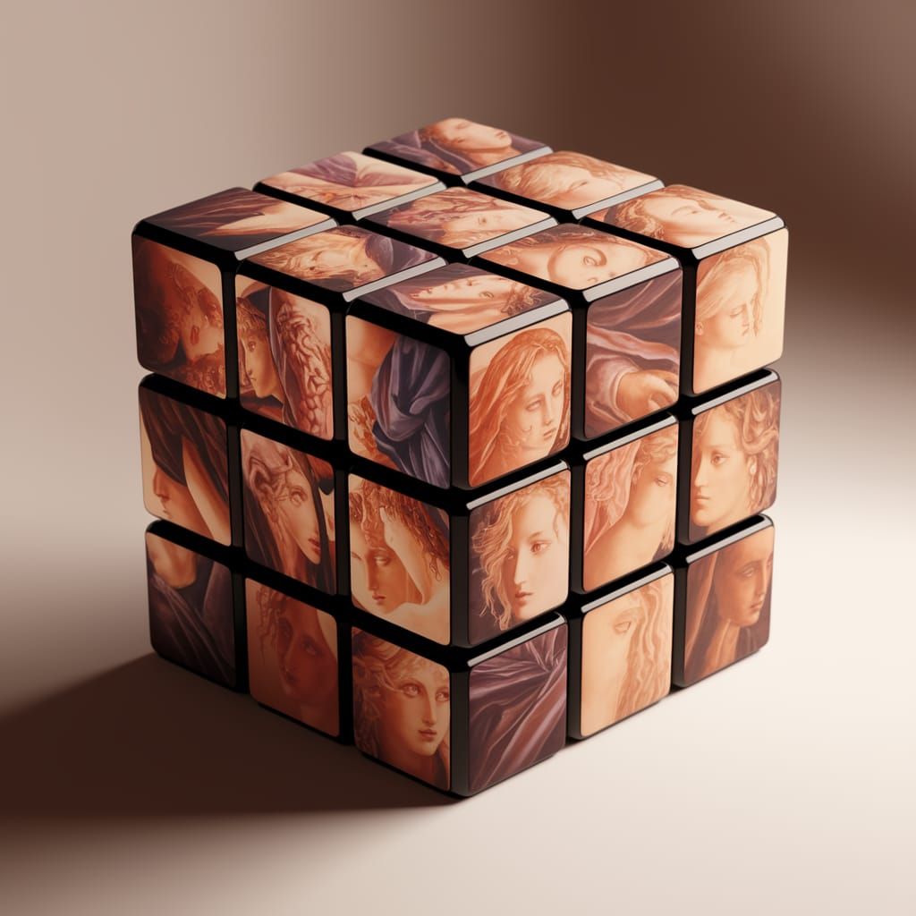 Botticelli-Inspired Masterpiece Rubik's Cube