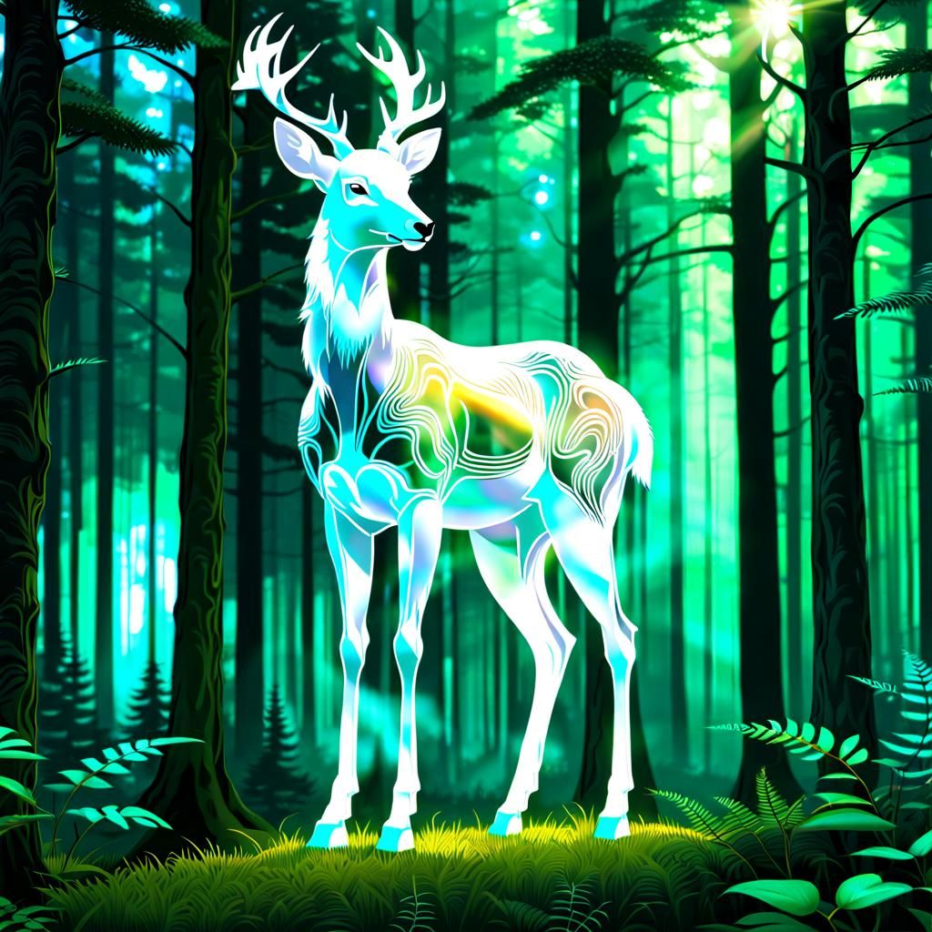 Hologram Stag in the forest