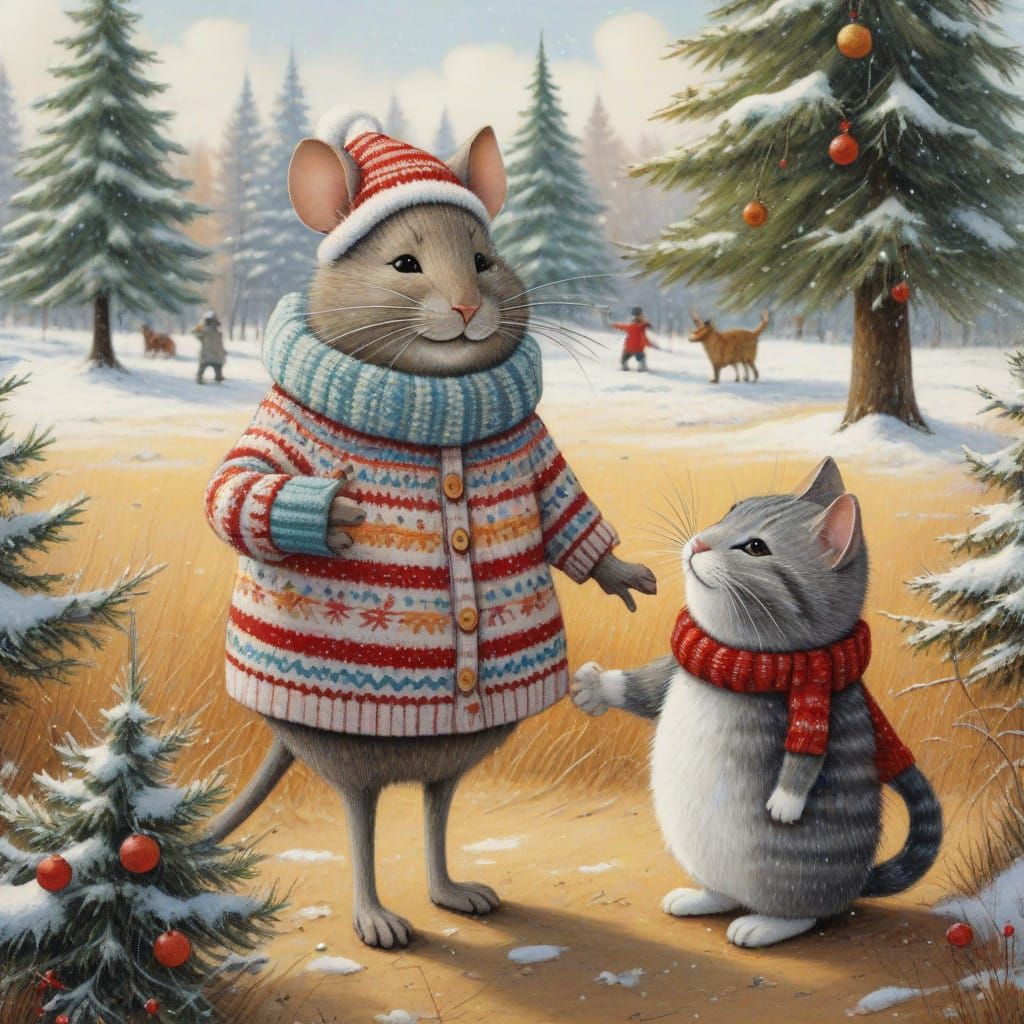 Whimsical Winter Wonderland Friendship Scene