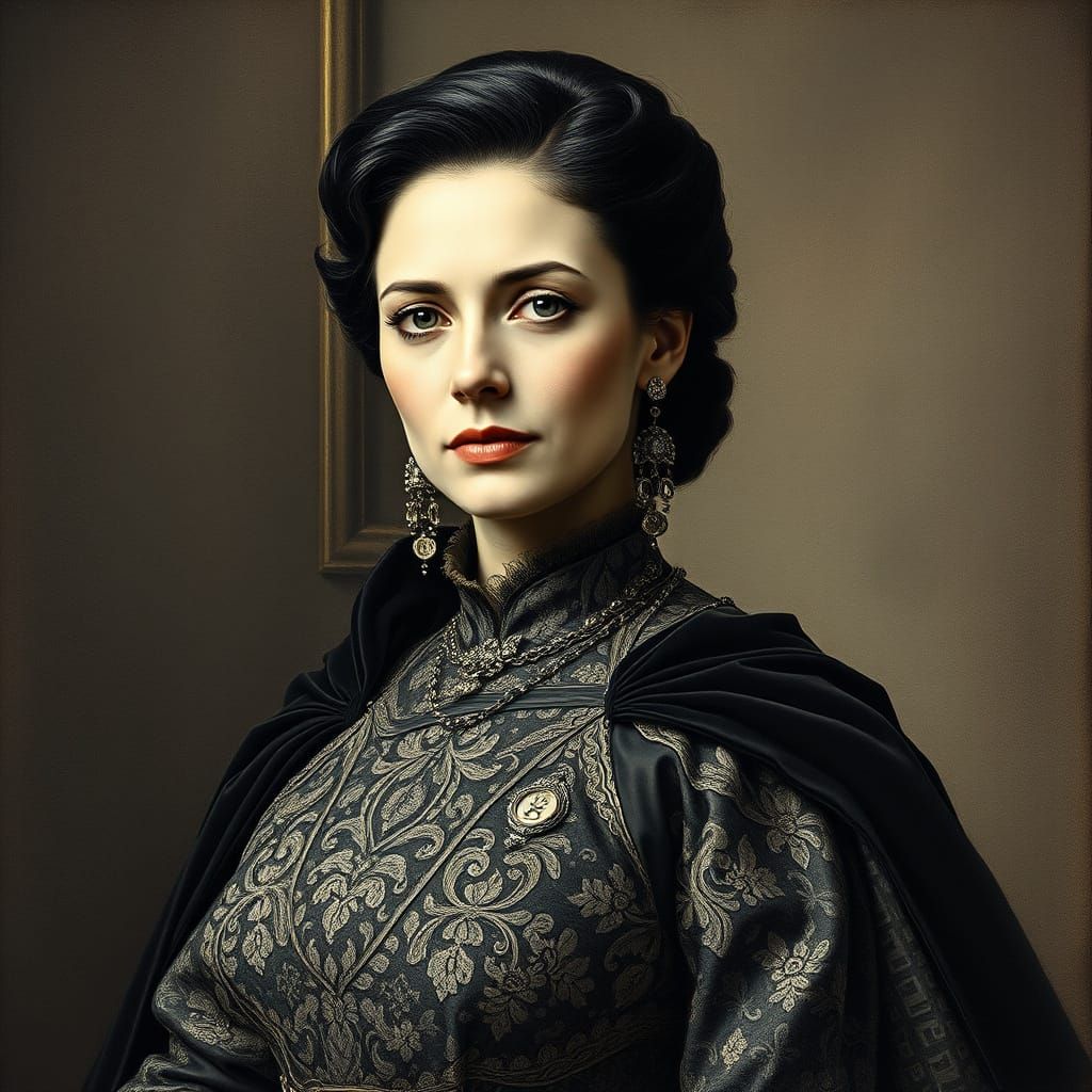 Elegant Woman in Charcoal Art Style