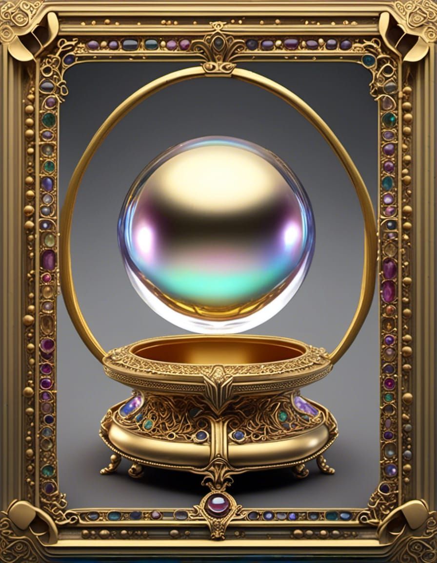 Iridescent Sphere in Jeweled Box, CGI VFX Art